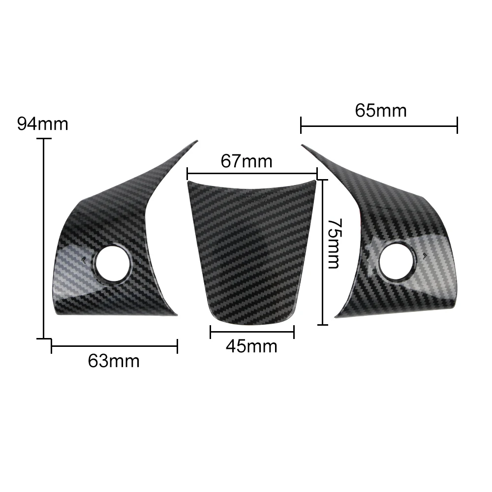 Trim Sticker Cover ABS Steering Wheel Patch Interior Modified Carbon Fiber Decoration For Tesla Model 3 Y 3 Pcs/Set