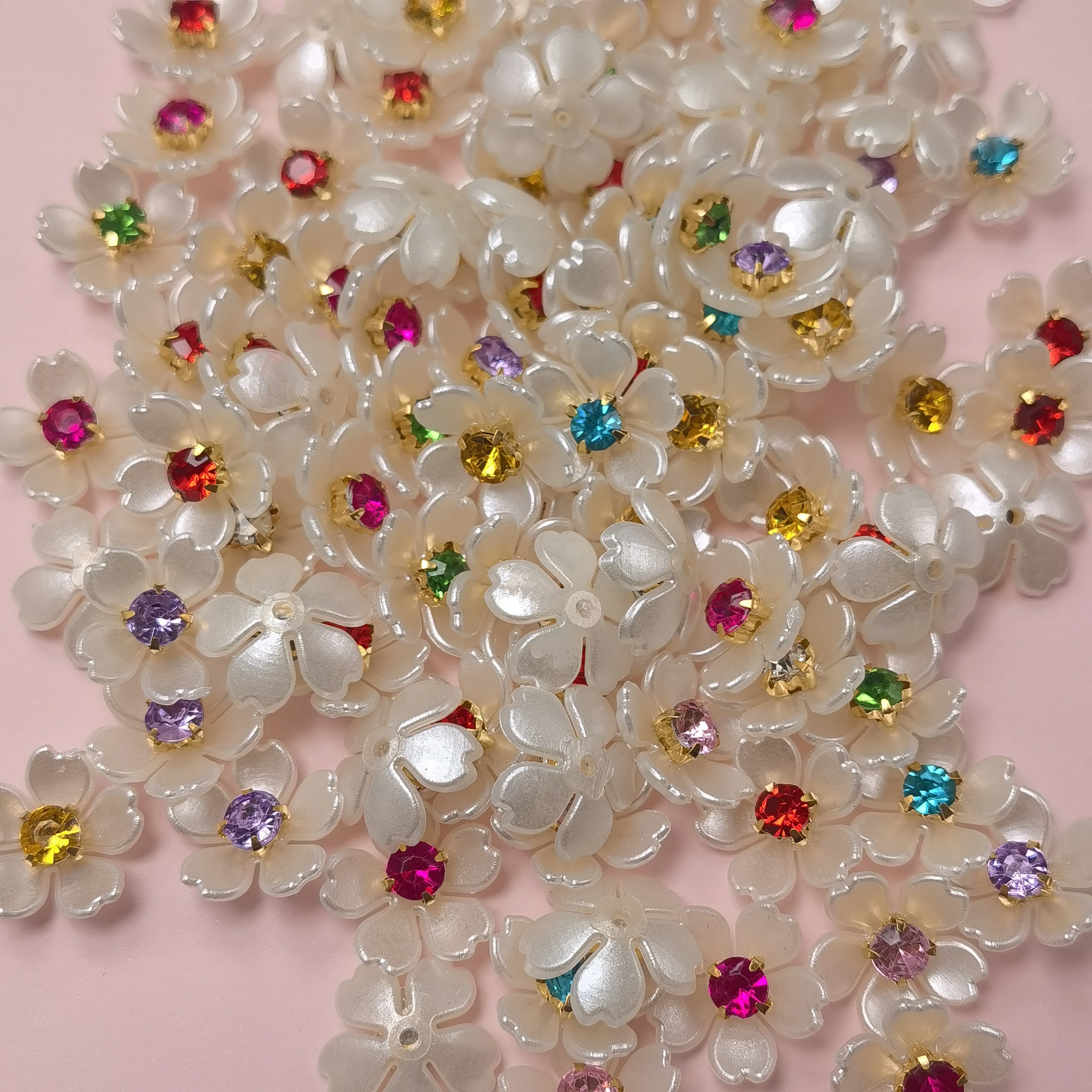 Plastic Rhinestone Flower-Shaped Decorations DIY Hair Accessories Clothing Ornament Handmade Bouquet Flower Heads Material