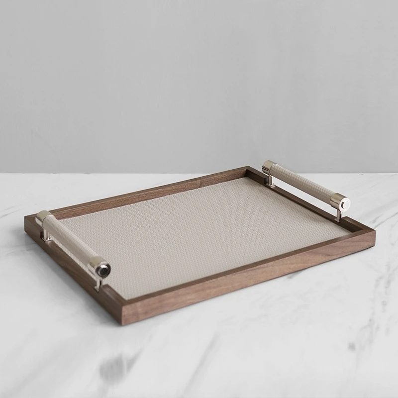 

Solid Wood Tray Luxury Rectangle Kitchen Trays Modern Minimalist Household Decorative Tray Living Room Furniture Accessories
