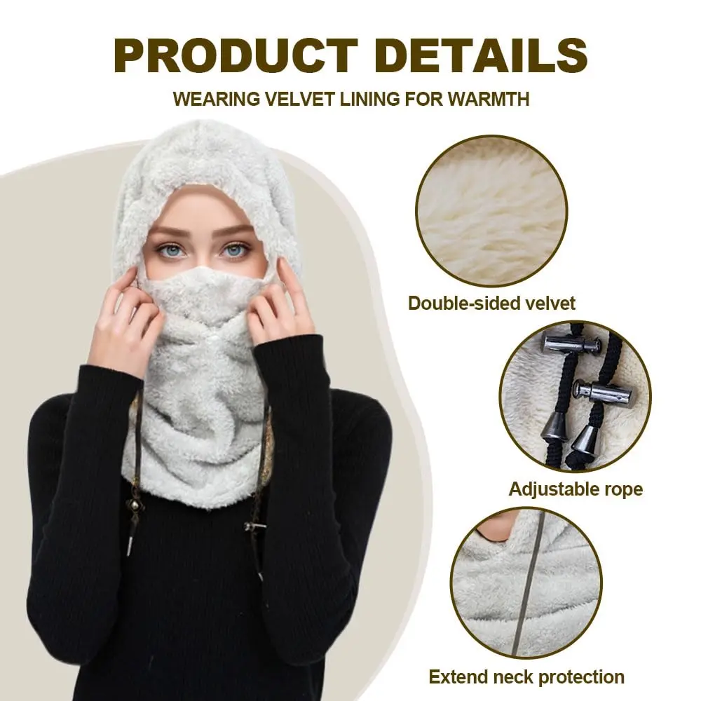Sturmhaube, windabweisende Winter-Gesichtsmaske, Fleece-Skimaske für Männer und Frauen, warme Gesichtsbedeckung, Mütze, Schal – Detail 3