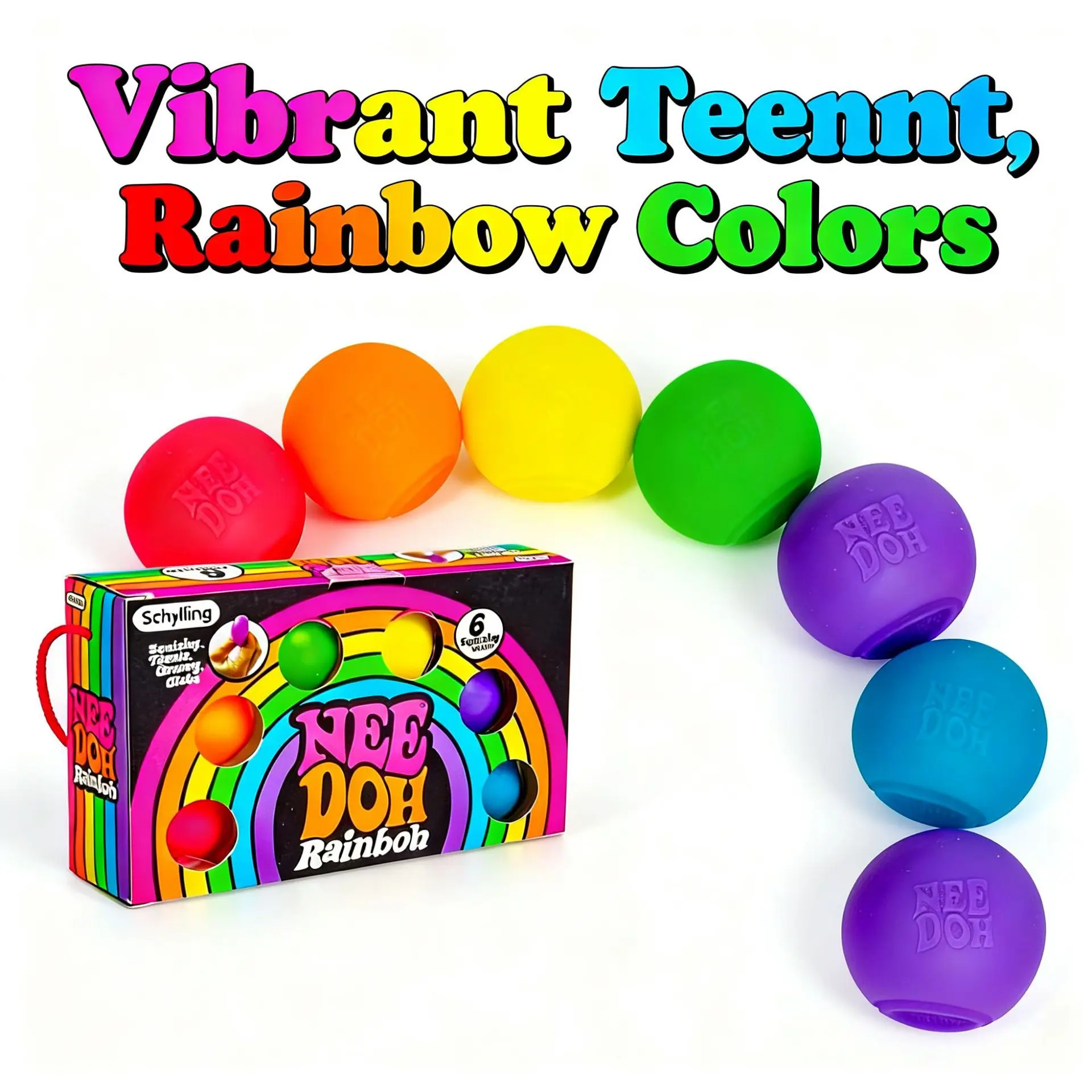 Rainbow Squishy Ball Fidget Toy Soft Stress Relief Ball Hand Squeeze Sensory Toy for Kids Adult Anti‑Stress Gift
