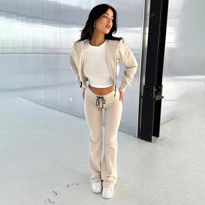 Crop Jackets Two Piece Pant Sets Women Winter Tracksuits 2023 Women Sweatsuits Elegant Luxury Outfits 2 Piece Pant Sets Joggers