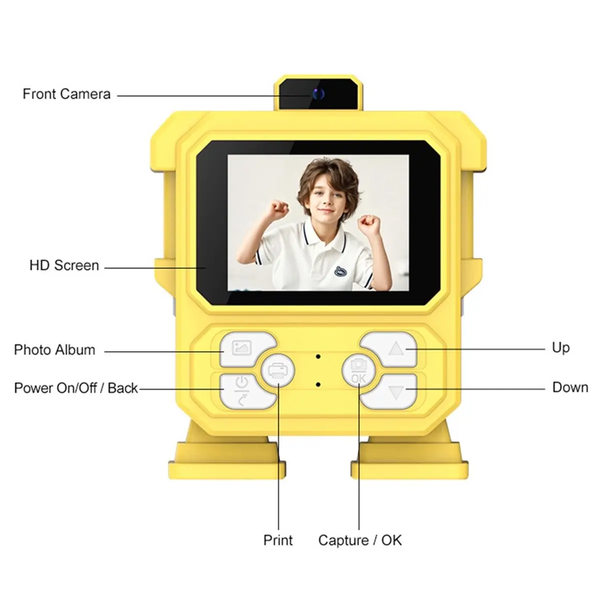 newA10R 48MP Mini Children'S Camera Cute High Definition Thermal Printer Dual HD Cameras 16x Zoom Power 1080P Ultra HD Videos C