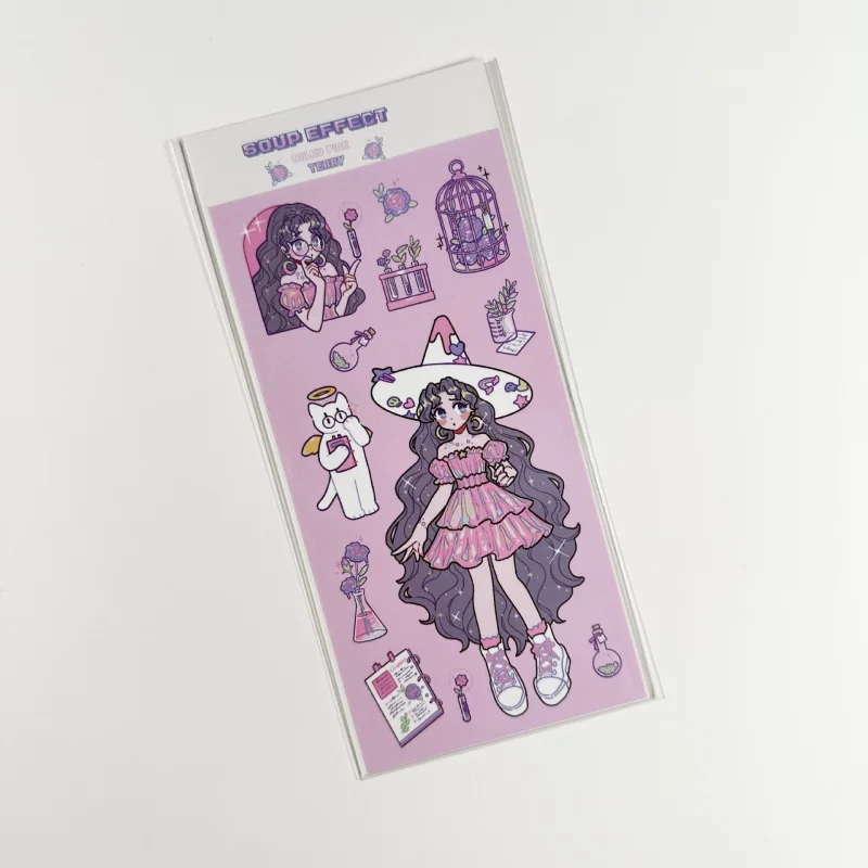 Korean Soup Sweet Cool Cute Cartoon Girl Character Stickers Hand Account Phone Case Planner Diary Scrapbook Decorative Stickers