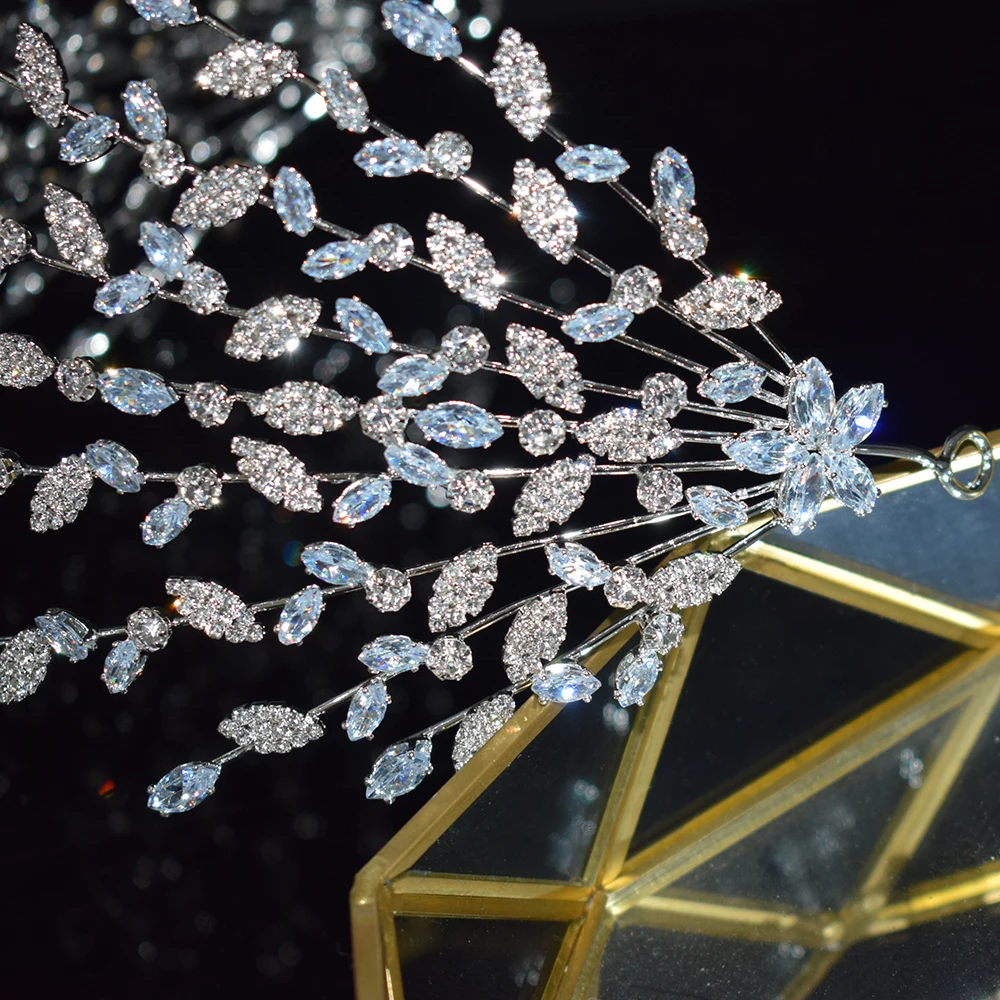 YCDZSWWL Full Rhinestones Shiny Women Headpieces Elegant Crystal Tiara Bride Hair Accessories for Wedding Banquet