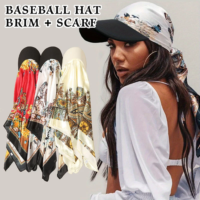 

New Fashion Retro Printed Headscarf Headband Baseball Cap Sunshade Outdoor Camping Peaked Cap