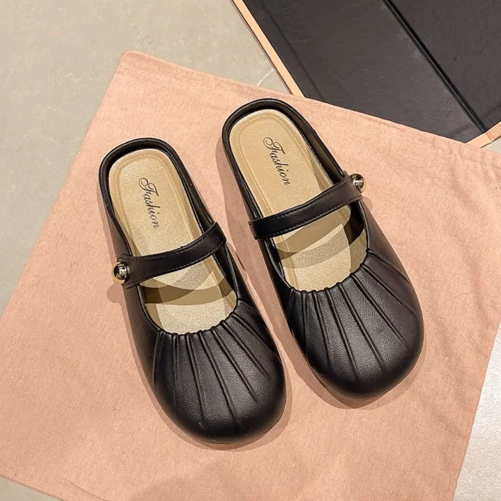 

Elegant Anti Slip Flat Slippers Women Sweet PVC Slides Sandals Casual Soft Soled PU Leather Slippers Ladies