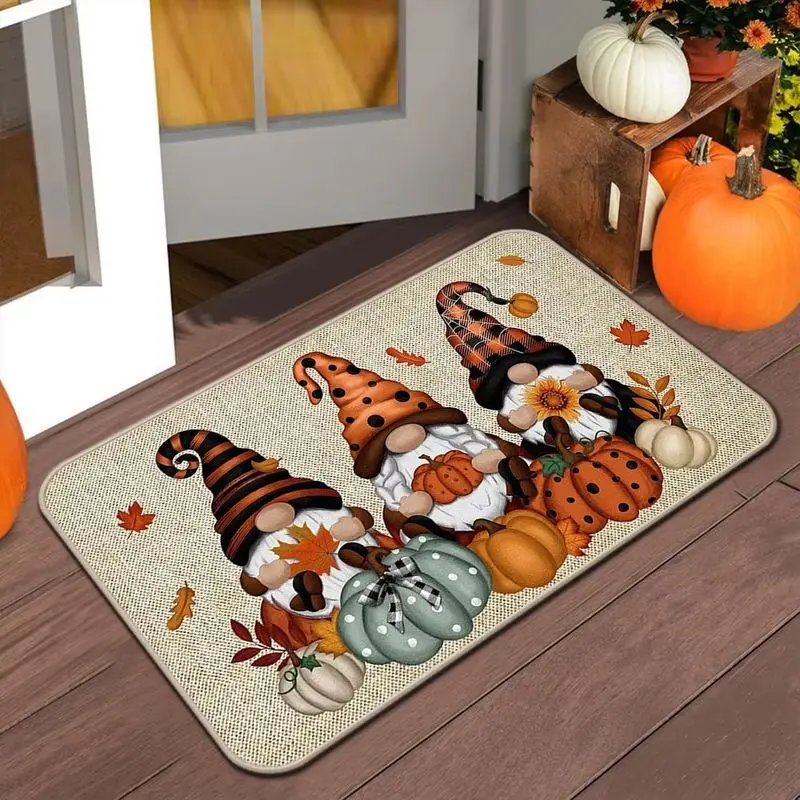VIKAMA Autumn Mini Pumpkin Doormat: Brings a Thanksgiving Vibe to Your Entryway and Hallway—Non-Slip, Easy-to-Clean Home Decor