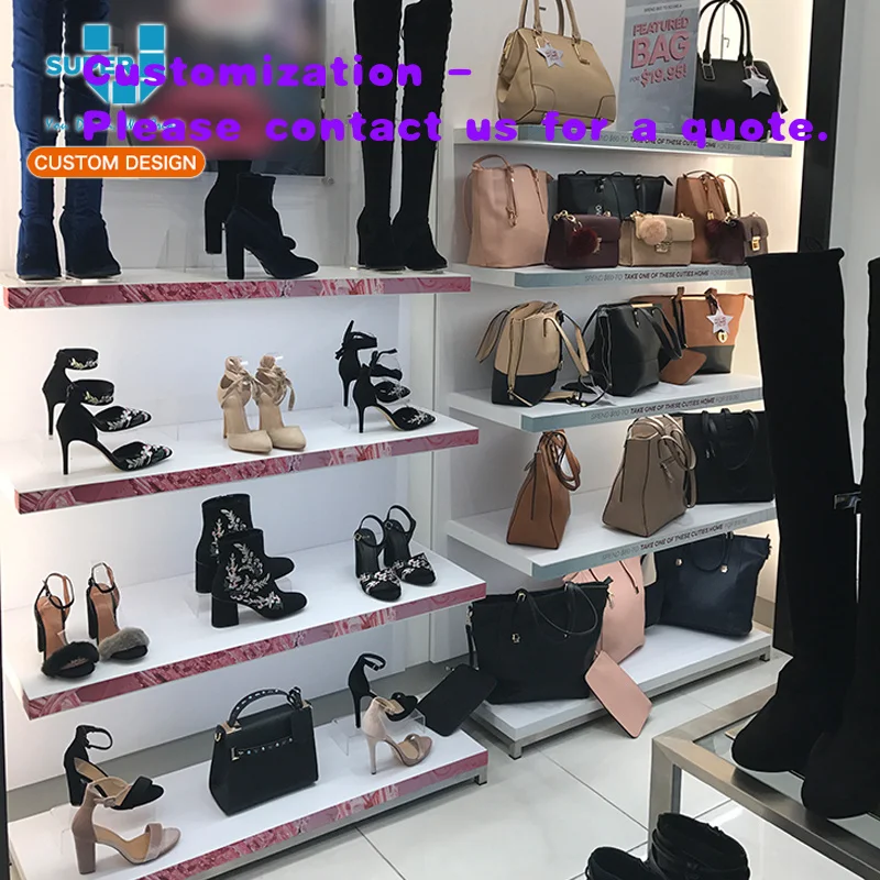 custom.Modern Fancy Wooden Shoes Showcase Stands Designs Shop Window Display