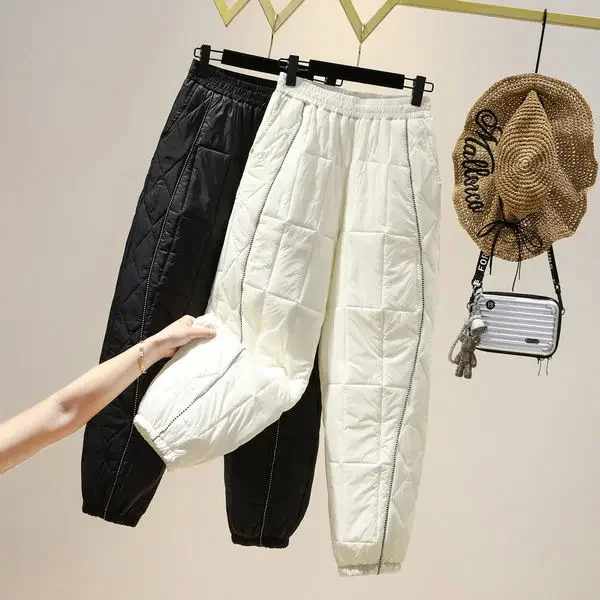 

2024 Warm Pants Ladies Winter Thickening Plus Velvet Loose Down Cotton Pants Overalls Beam Pants Bloomers