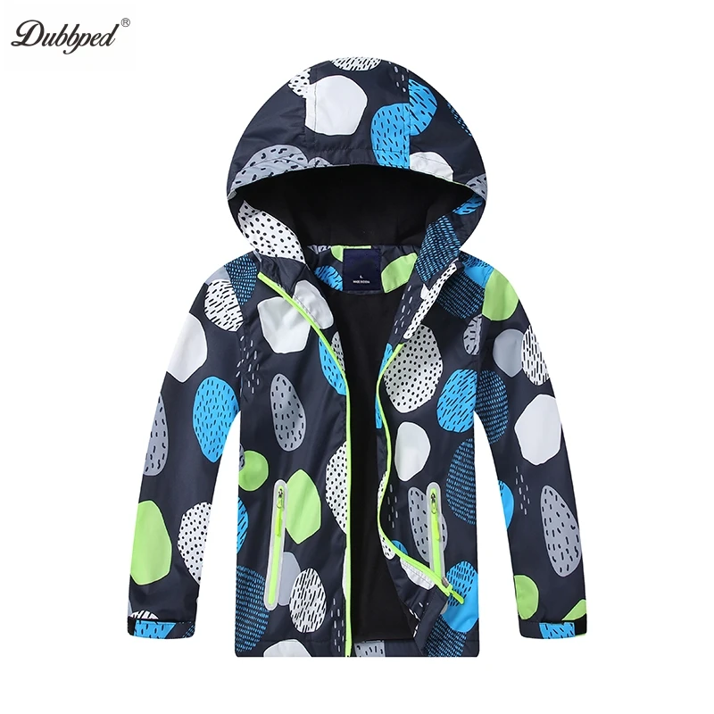 Dubbped Reflective Stripe Waterproof Boys Jacket Windproof Outerwear Warm Polar Fleece Rain Hoodie Autumn Winter Kids Clothes