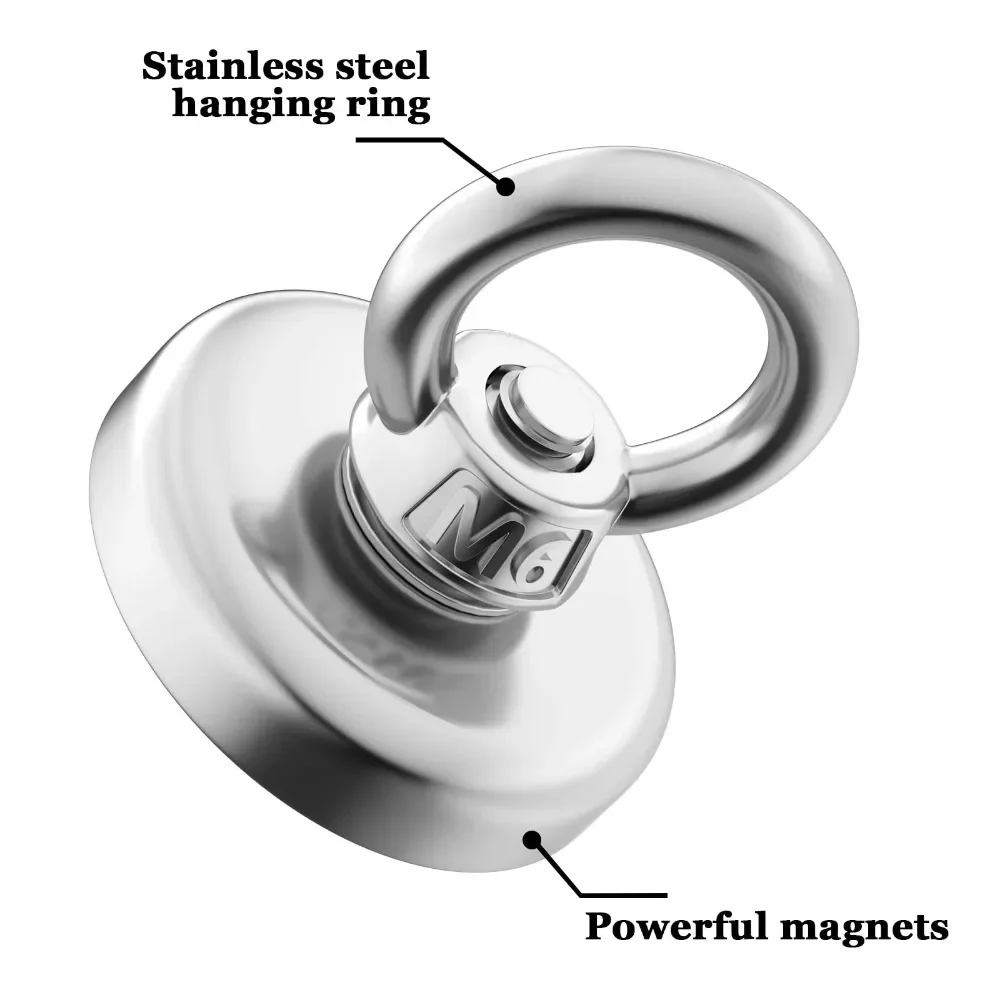 Neodymium Magnet Super Strong Magnet  N52 Iman Magnetic Fishing Magnets with Countersunk Hole Eyebolt for Salvage Magnetic Fish image 3