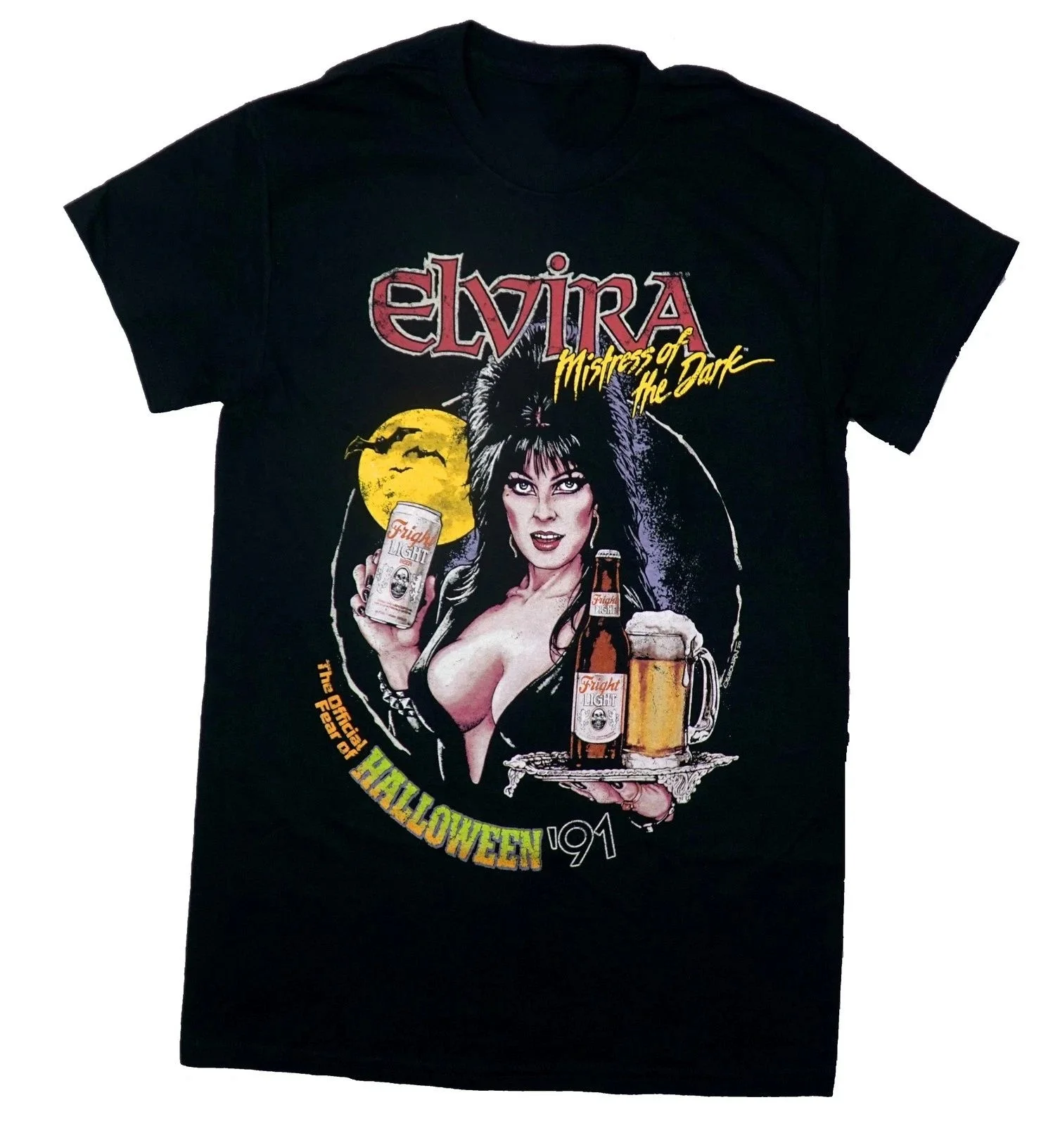 Classic 1990s Elvira Mistress of The Darkness Graphic Print T-shirt Men Women Crewneck Cotton Tees Fashion Casual Oversized Tops