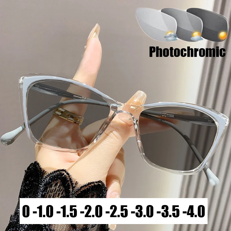 

Luxury Men Women Photochromic Nearsighted Glasses Fashion Finished Myopia Diopter Glasses Outdoor Color Changing Sun Glasses