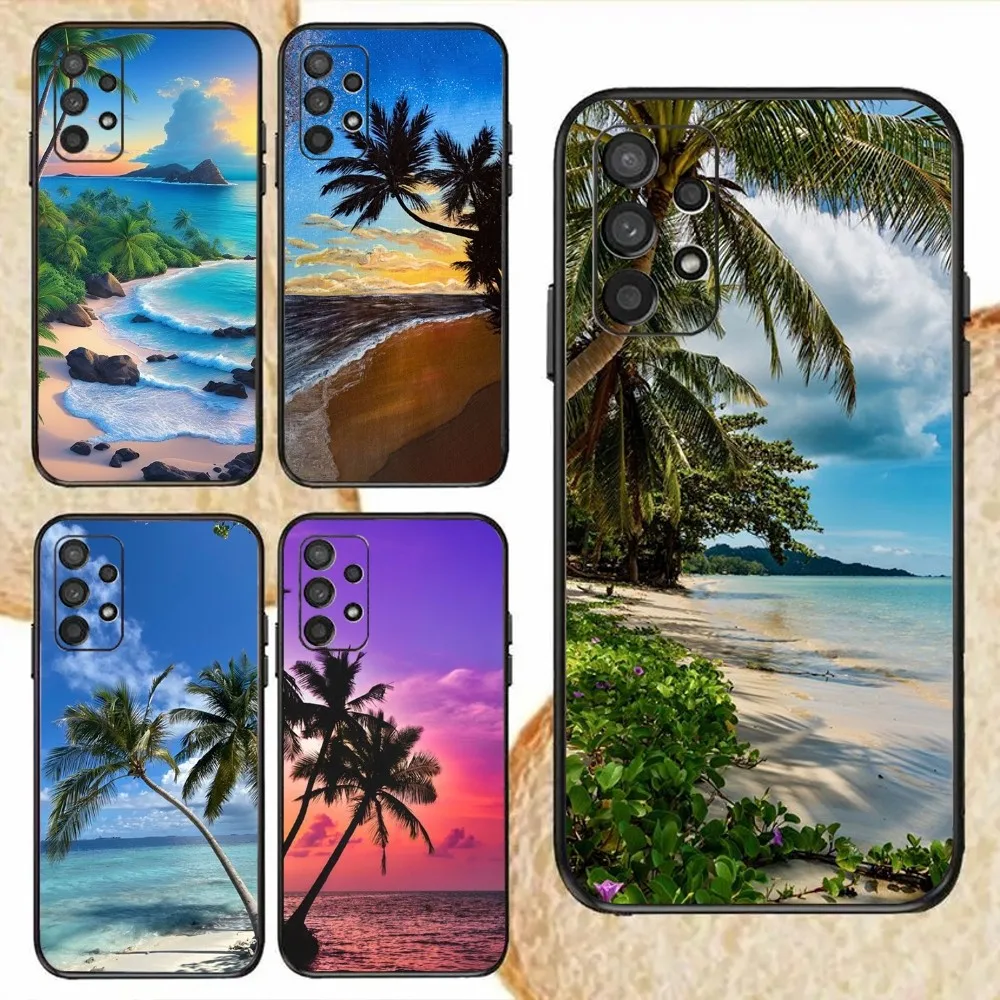 

Summer Beach Sunset Sea Palm Tree Cover Phone Case For Samsung Galaxy S24,S20,S21,S22,S23,Fe,Lite,Plus,Ultra,Note Shell