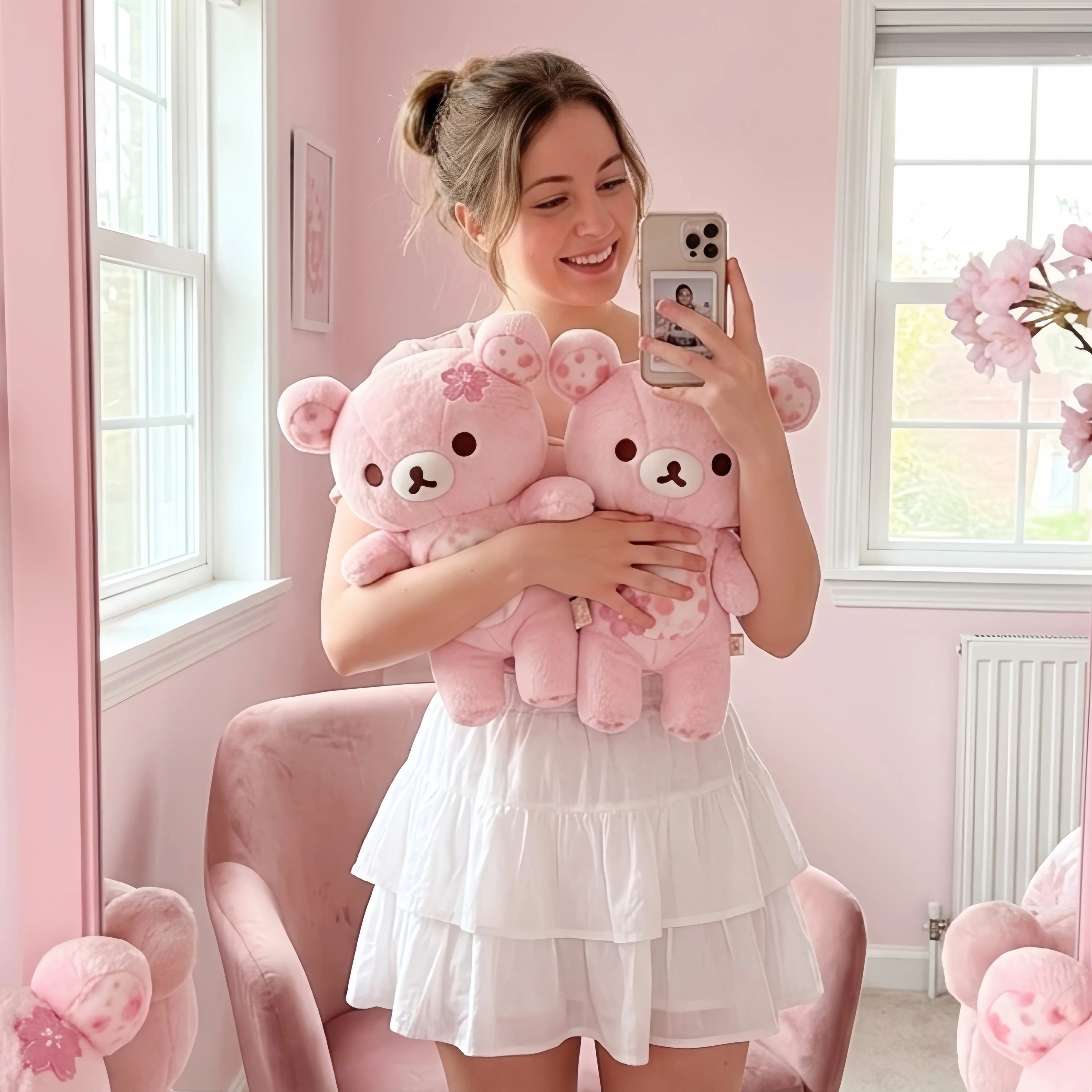 Cherry Blossom Rilakkuma Plush Toys Pink Rilakkuma Stuffed Doll 30/40/50cm Bear Home Decor Toys Kids Dolls Birthday Gifts