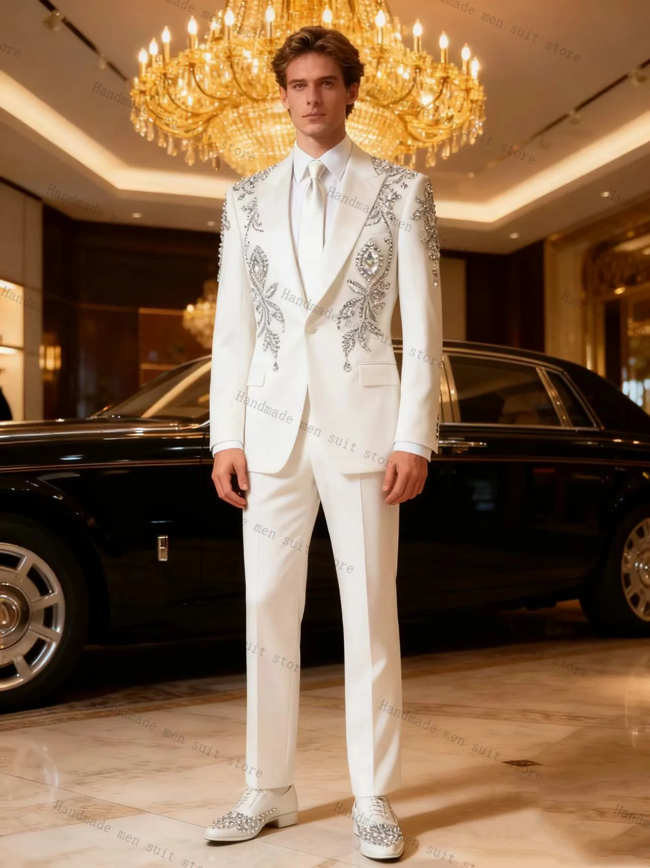 크리스탈 버건디 남성 정장 세트 2피스 블레이저+바지 프롬 웨딩 턱시도 코트 코튼 가을 맞춤형 포멀 오피스 재킷