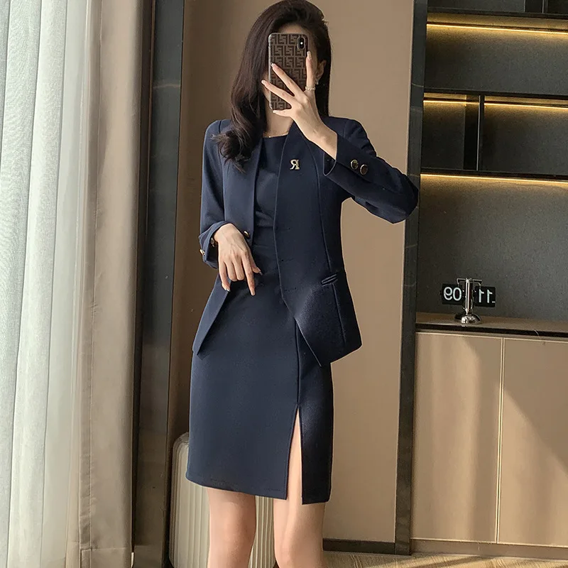 

High-End Ladies Business Suit Temperament Goddess Style Business Suit and Dress Advanced Sense Jewelry Shop Workwear Ol Western