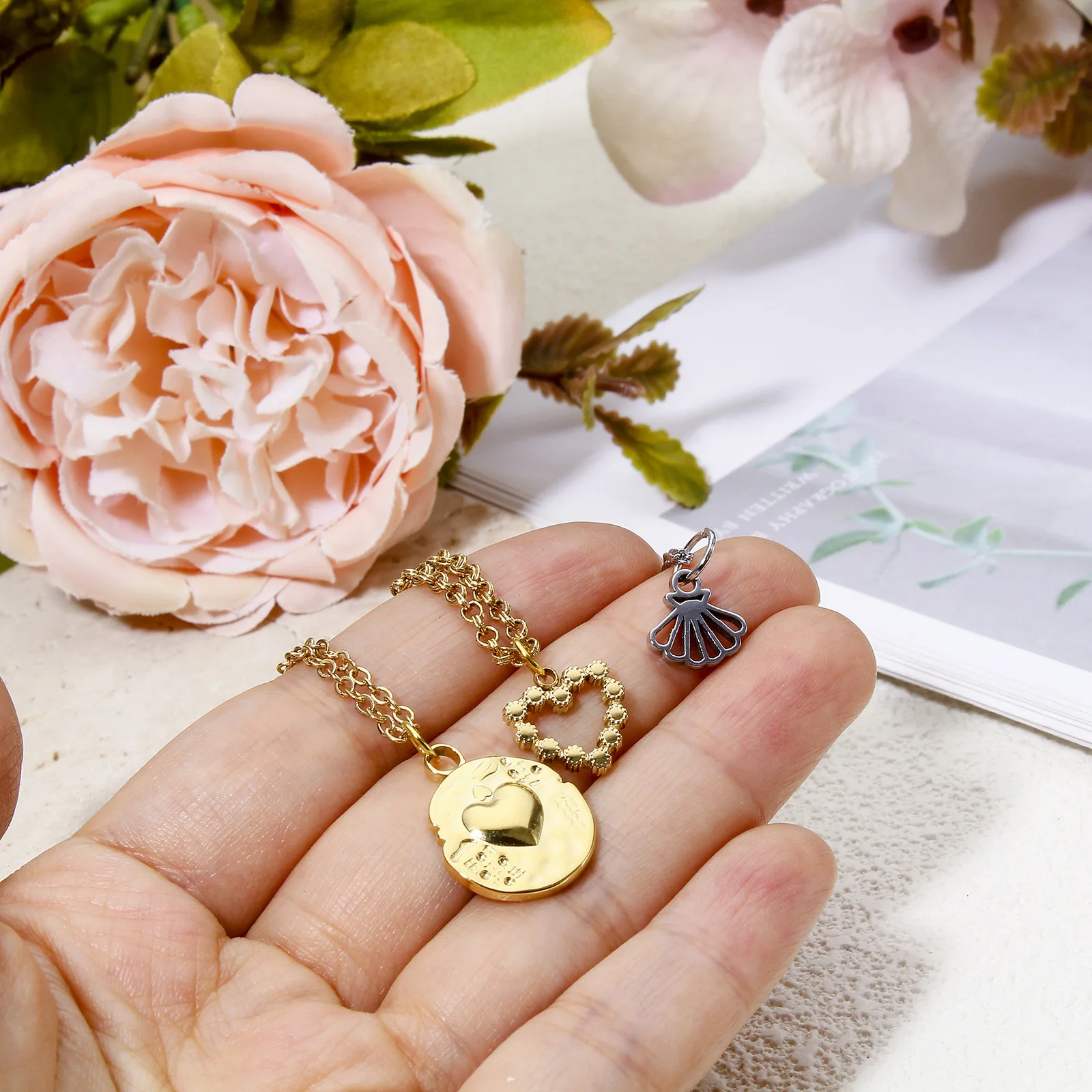 1pc New 304 Stainless Steel Charms Gold Color Ballerina Heart Dress Pendant DIY Necklace Earrings For Women Jewelry Findings