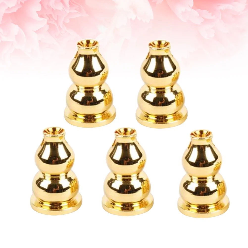 

5pcs Golden Brass Censer Holder Gourd Shaped Incense Stick Burner For Cone Coil Home Yoga Room Decoration Incense Plate Tray