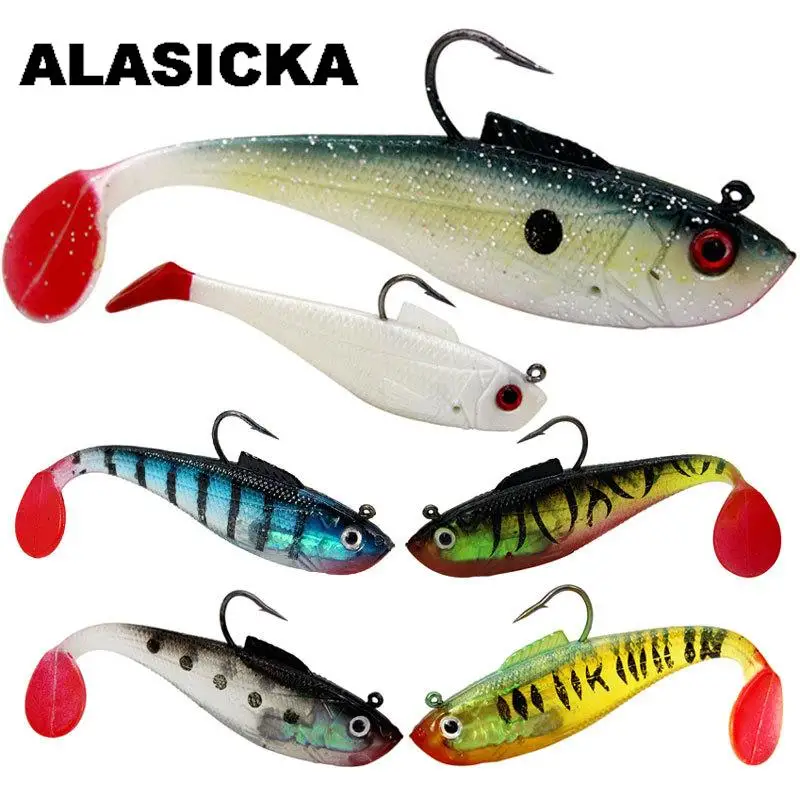 Alasicka-釣り用の人工ゴム製ベイト,魚を捕まえるためのルアー,釣り道具,ウォブラー付き,釣り道具,5/8.5/11 cm,5cm