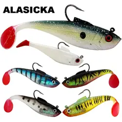 ALASICKA-señuelo de Pesca de goma Artificial, cebo suave con cabeza en T, Wobbler, carpa, lubina, Swimbait, aparejos de Pesca, 5/8.5/11.5CM