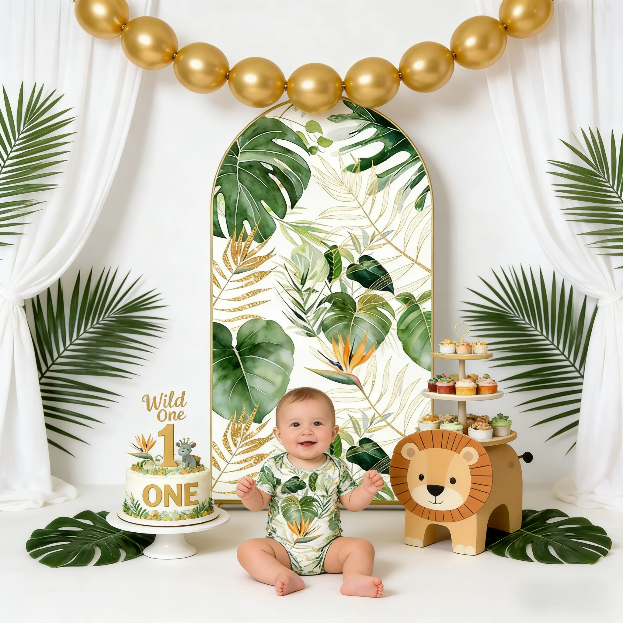

Новый декор для дня рождения новорожденного: арка-фон «Дикий мир» с животными джунглей и листьями леса, для детского праздника, портретной съемки детей