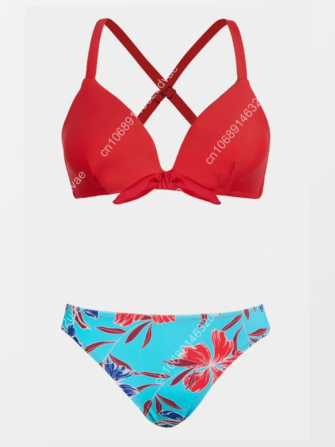 Women's Two Piece Bikini Set Floral Print Knot Bunny Tie