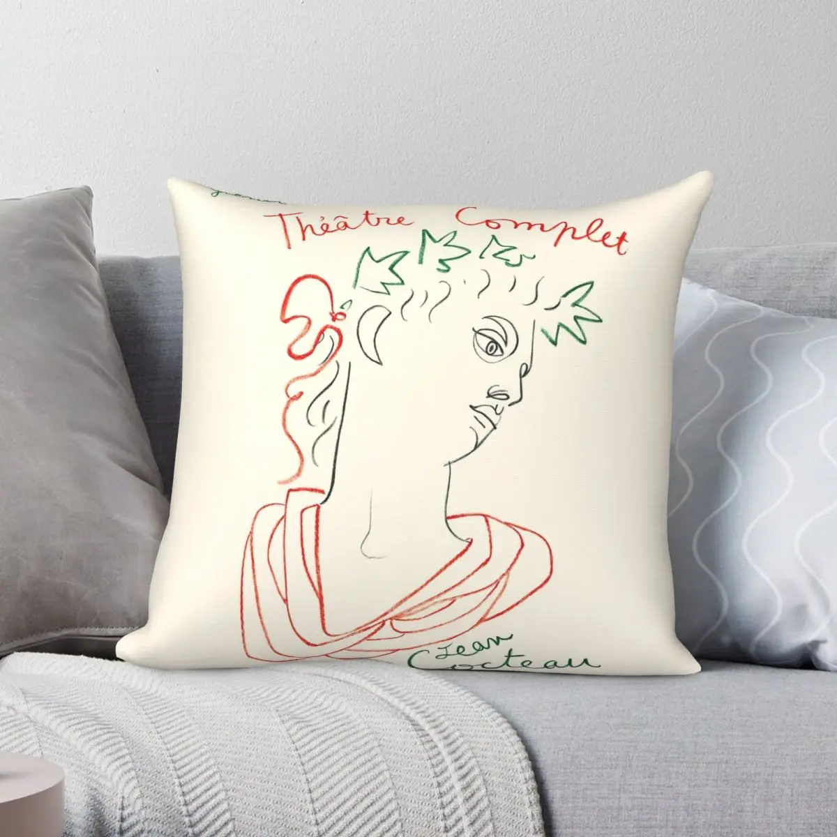 

Jean Cocteau Exhibition Poster Square Pillowcase Polyester Linen Velvet Pattern Zip Throw Pillow Case Bed Cushion Case