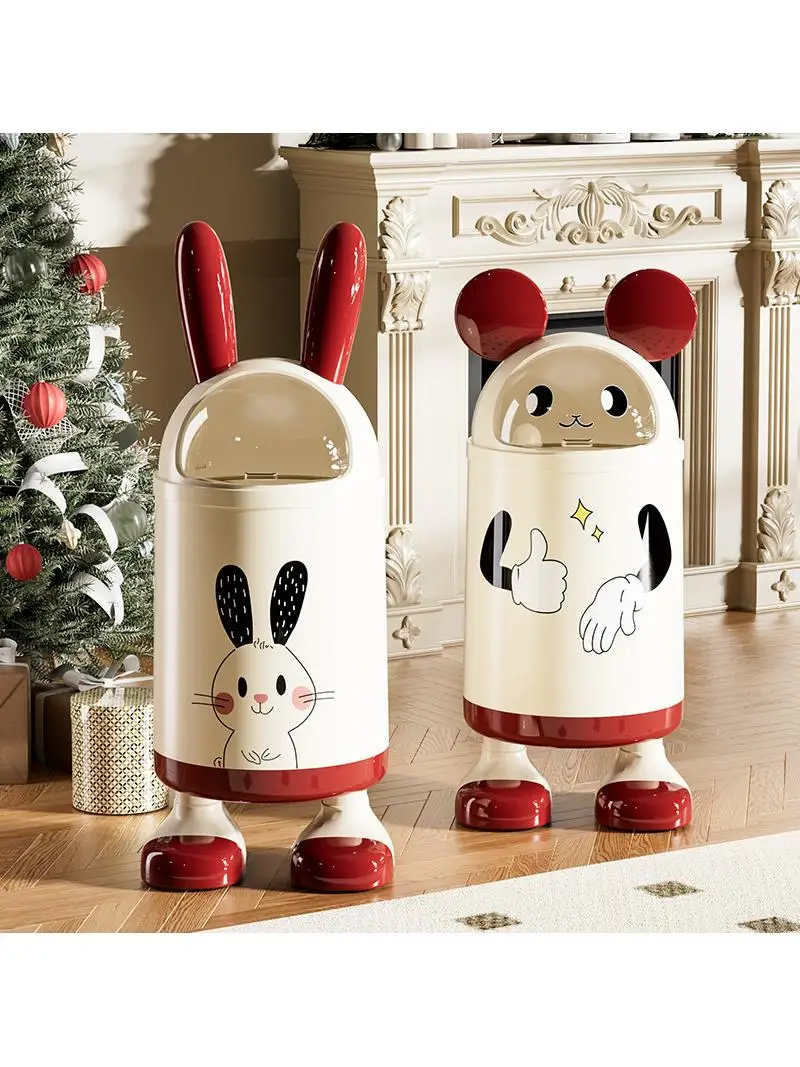 

Cartoon High Aesthetic Tra Can Thiened Large Capaci Bedroom Living Room Storage Buet Batoom Paper Basket Home Use
