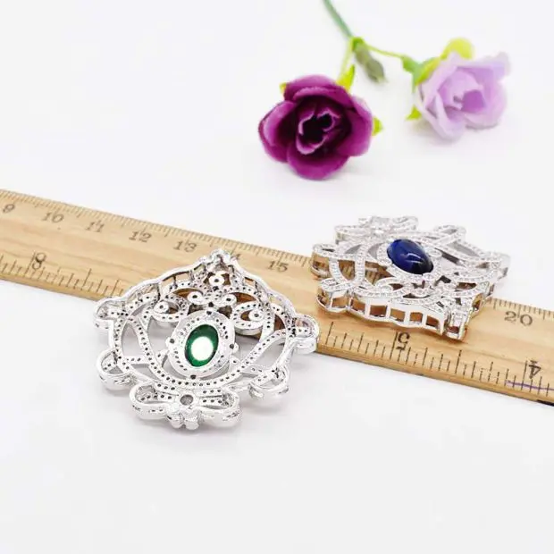 Silver  plated Cubic Zirconia micro CZ Pave Copper Connector Pendant For Peal Necklace DIY