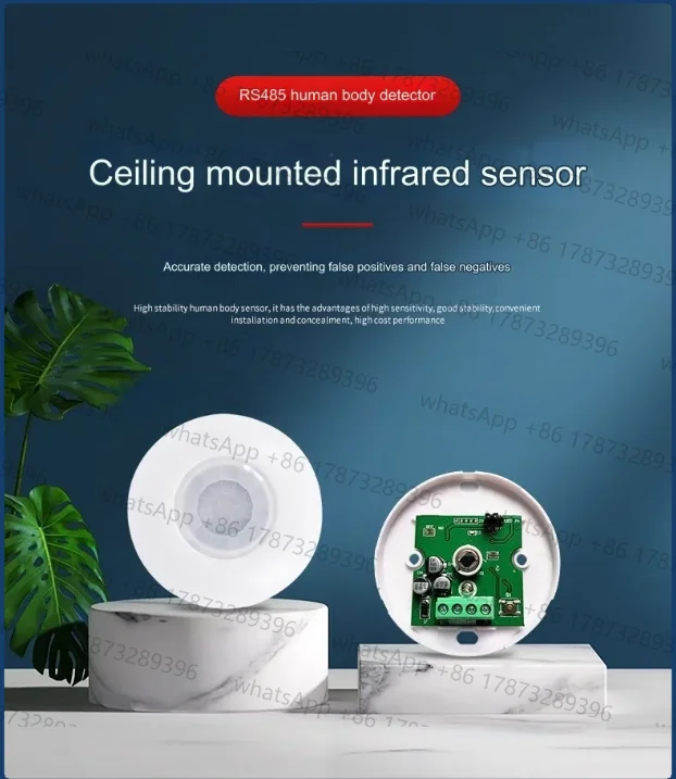 Human Body IR Infrared Sensor Detector PIR Motion Switch For Smart Home Hotel Ceiling-mounted RS485 Modbus DC 9-24V