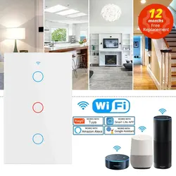 Alexa-interruptor inteligente RF433 para el hogar, dispositivo con WiFi, estándar de EE. UU., funciona con Google Home, Control por voz, No necesita ser Neutral