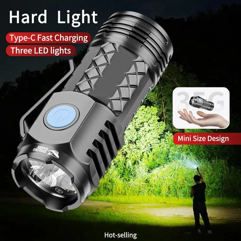 

3-светодиодный мини-портативный фонарик с боковым зажимом Type-C, перезаряжаемый ремонт автомобиля, рабочее освещение, аварийное освещение для использования на открытом воздухе, кемпинга