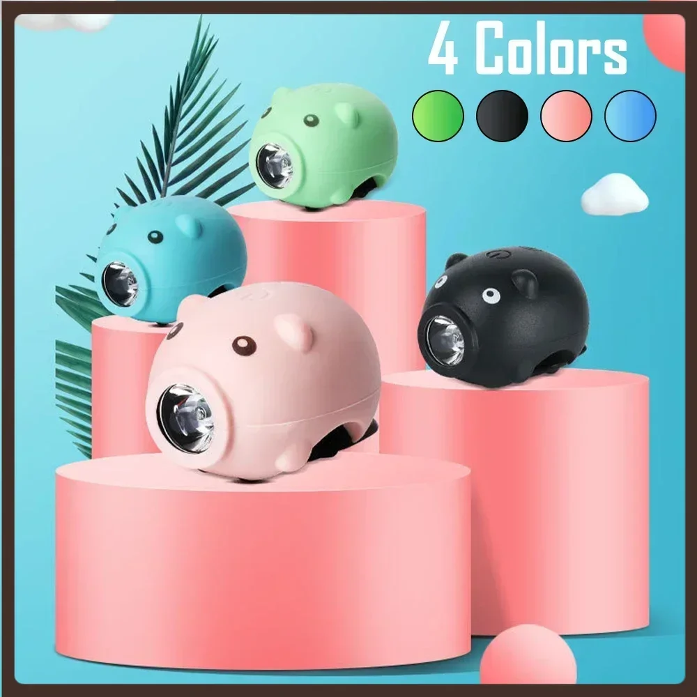 Cute Bike Handlebar Light 3 Lighting Modes Children Cartoon Pig USB Rechargeable Waterproof Accessories Balance Car Decoration