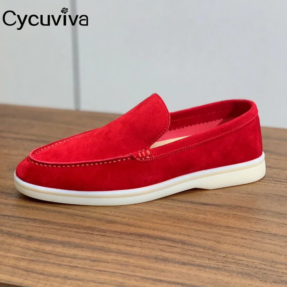 2024 Hot KidSuede Spring Summer Walk Loafers Mules Women Round Toe Slip On Penny Flat Shoes Unisexy Casual Shoes for Man Woman