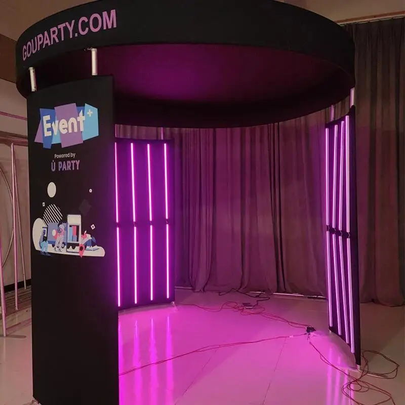 8ft/10ft Backdrop For 360 Photo Booth Machine Enclosure With 28/32 LED RGB Light Custom Logo