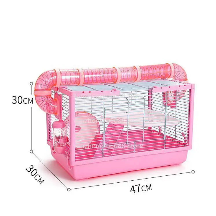 Deluxe silk mesh stackable 3-layer blue pink hamster cage acrylic for sale