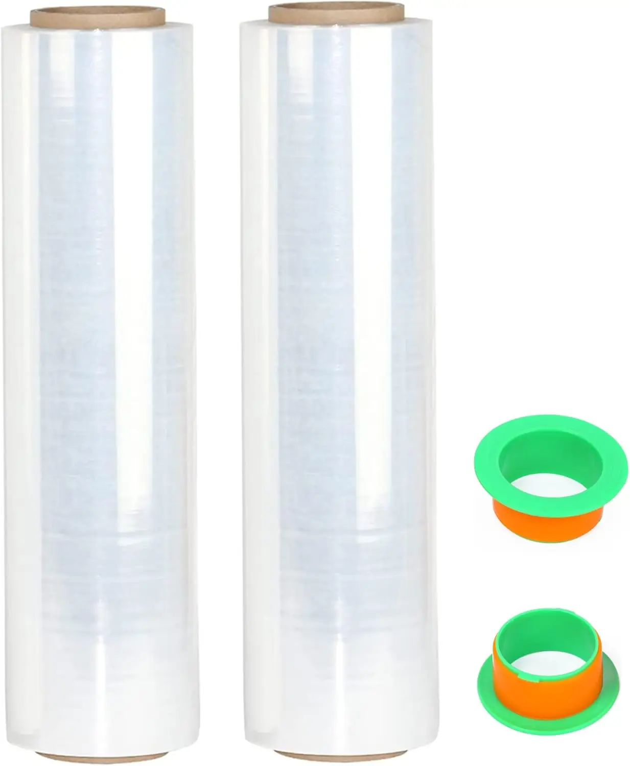 

2-Pack Clear Stretch Wrap 18" x 1000 Feet 80 Gauge Industrial Strength with Plastic Handle, Plastic Pallet Supplies Durable Self