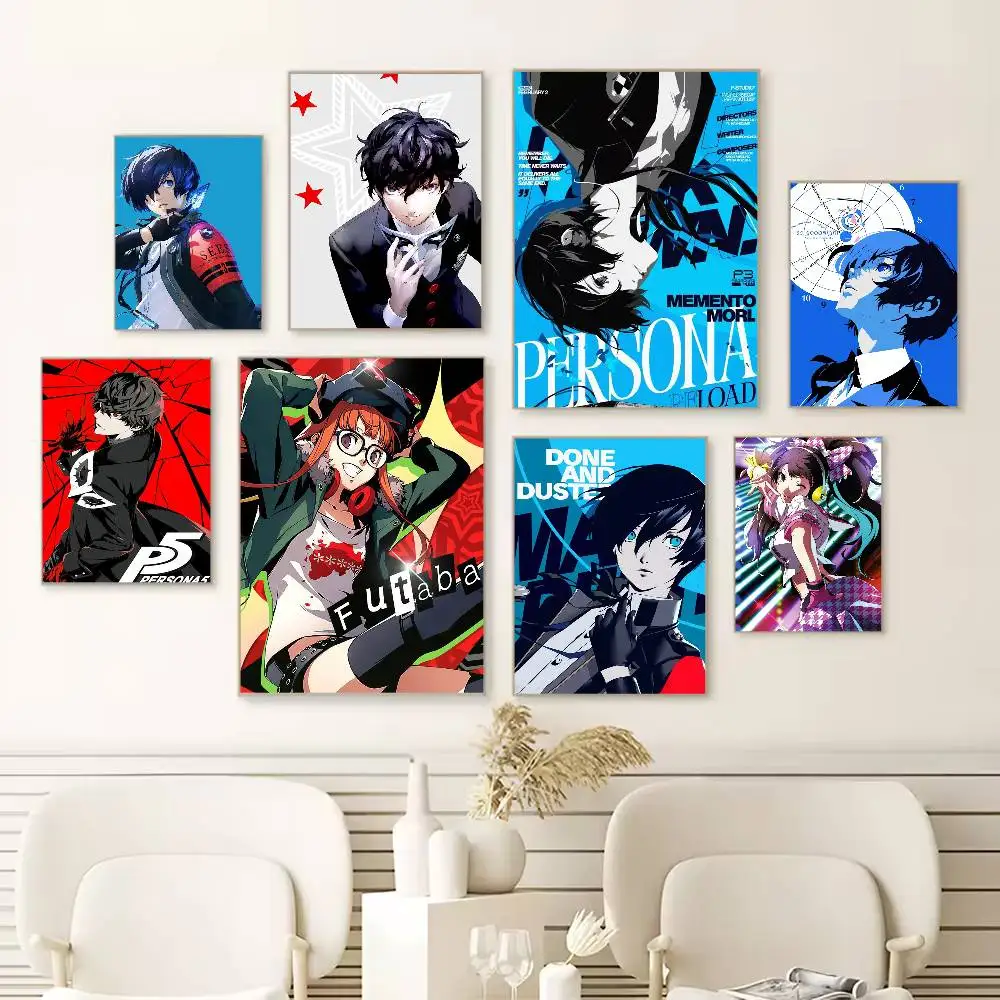 

Game P-Persona 3 4 5 Anime Poster HD Self Adhesive Waterproof Wall Art Ideal for Home Office Dorm Gift