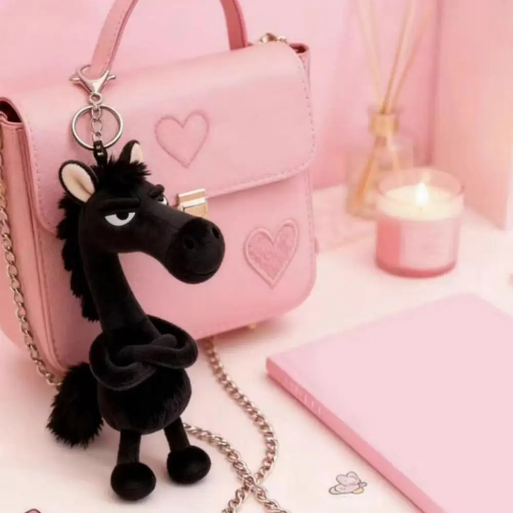 พวงกุญแจตุ๊กตาม้า ตุ๊กตาม้ากำมะหยี่นุ่ม พวงกุญแจตุ๊กตาม้าแบบ 3 มิติ ของตกแต่งกระเป๋าเป้ กระเป๋าถือ อุปกรณ์เสริม พวงกุญแจรูปม้า