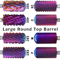 RolinStar Both hand  6.6 purple Large Round Top Barrel Carbide Barrel Nail Drill Bit and Best remover for Powder and
