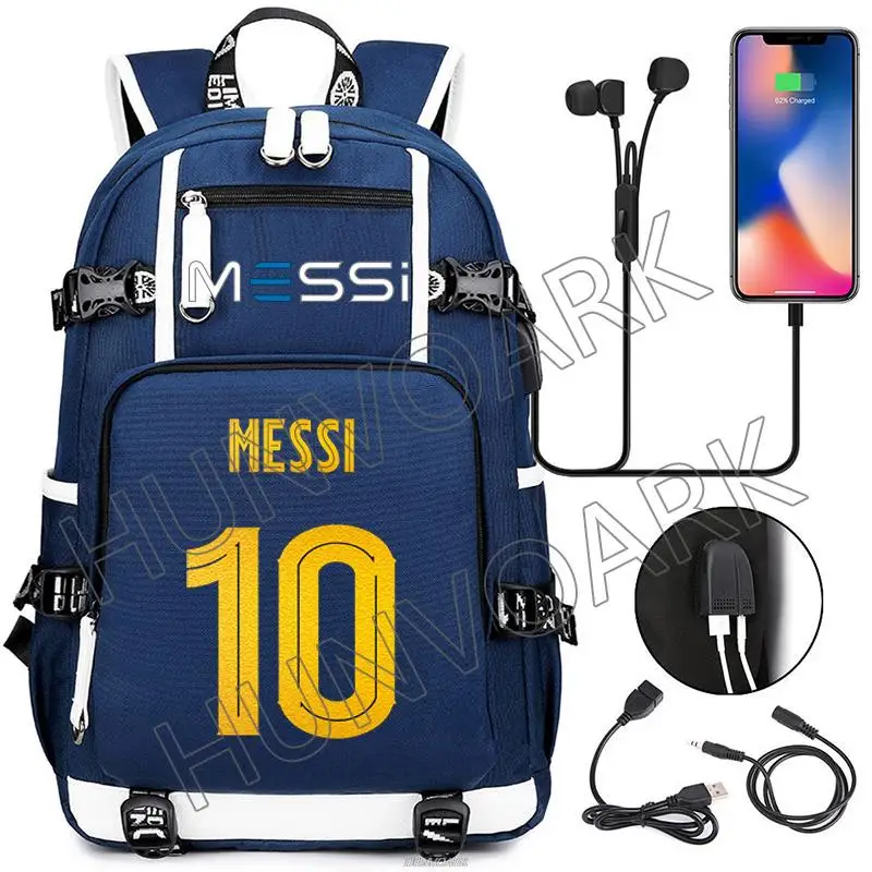 Messi Capacity Backpack Teenage Girl Boys USB charging Laptop School Bags Camouflage Laptop Travel Business Outdoor Mochilas