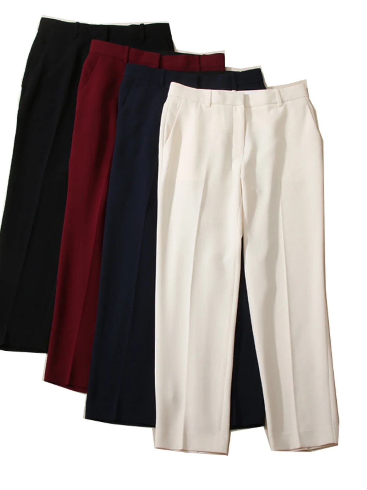 High Waist Slim Fit Tee-acetate Busin Pants Confident High-end Feel Easy Wear Polyester Fiber Commute Sle Seven/Nine-L...