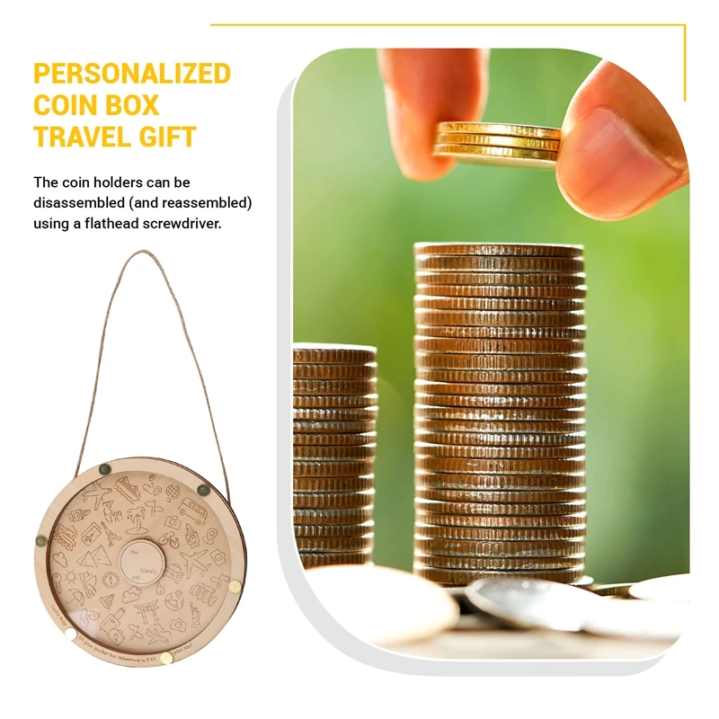 Personalized Coin Box Travel Gift Discs For Playing With Coins Sliding Downwards Transparent Disc Money Box