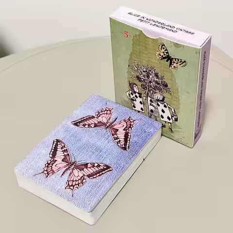 9*6cm Alice in Wonderland Vintage Petit Lenormand Deck 36 Cards - Victorian Collage Divination Double-embossed Cardstock