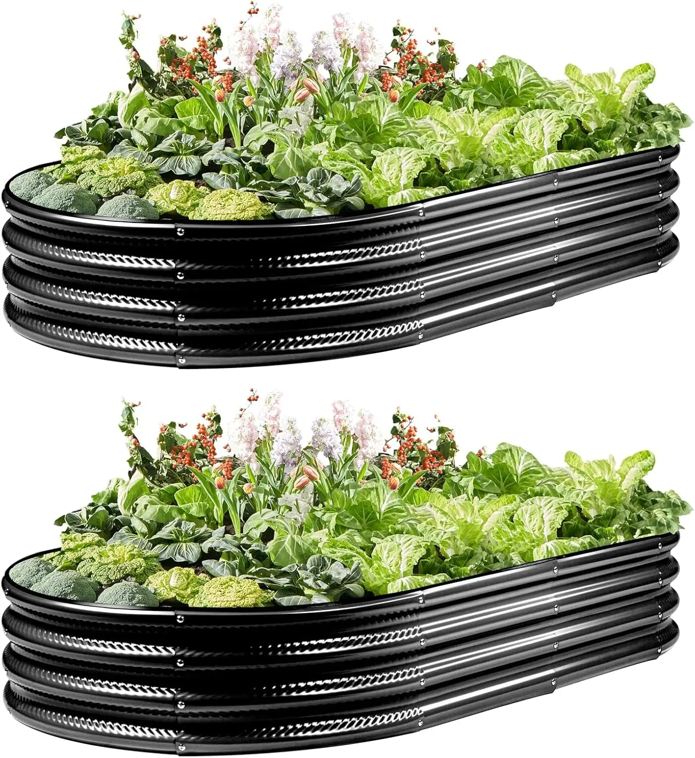 

4x2x1ft Galvanized Metal Raised Garden Bed 2 Pack for Plants, Vegetables, Flowers, Herbs