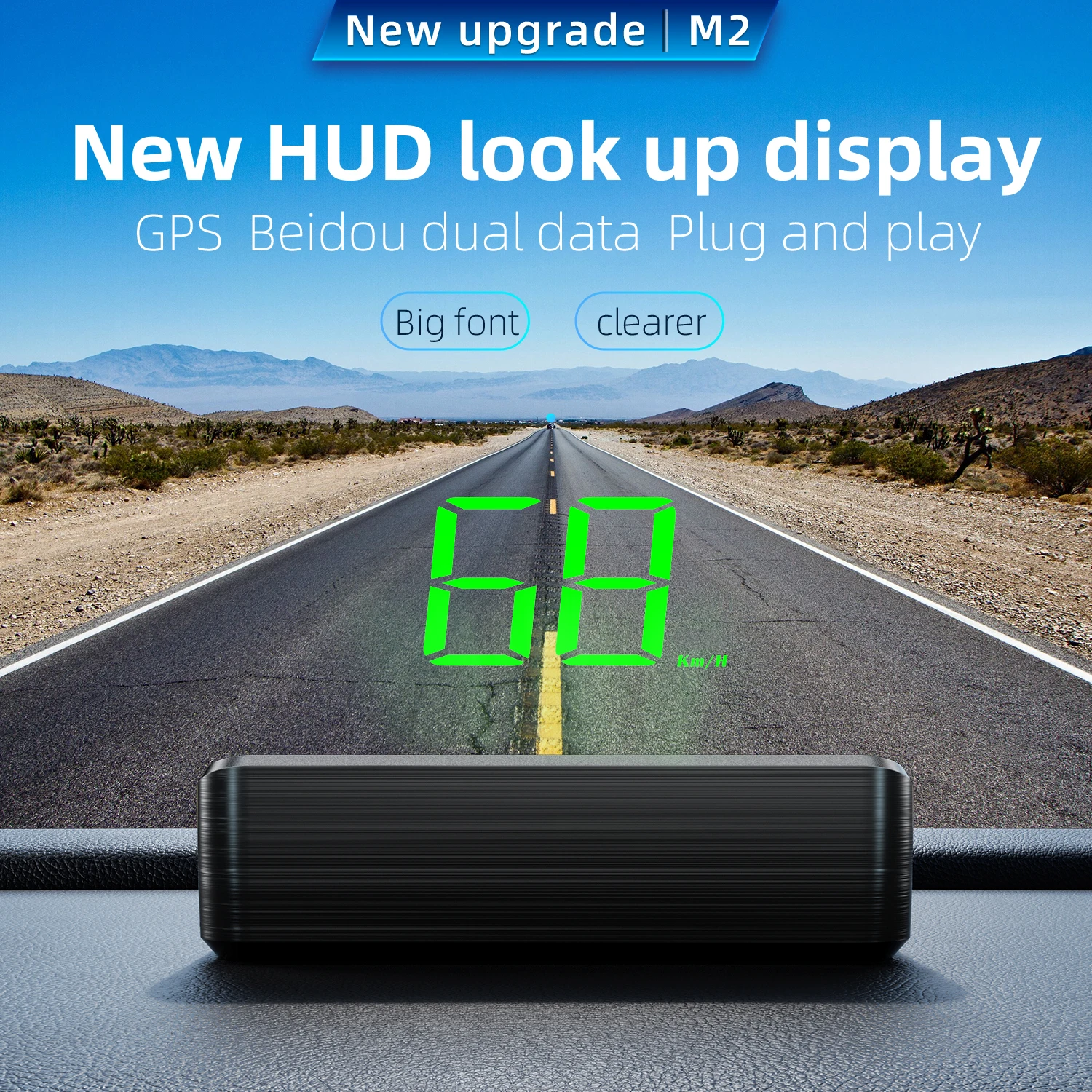 

Car Head Up HD Display M2 GPS Speedometer Speed KMH Digital HUD Windshield Projector For All Cars Auto Electronics Accessories