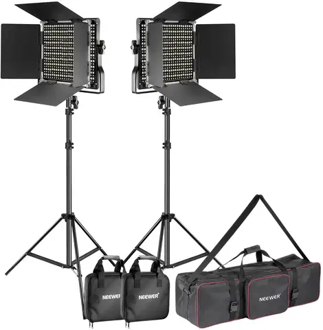 Neewer 2-Pack Dimmable Bi-Color 660 LED Video Light and Stand Lighting Kit with Carrying Bag for Photo Studio Video Photography