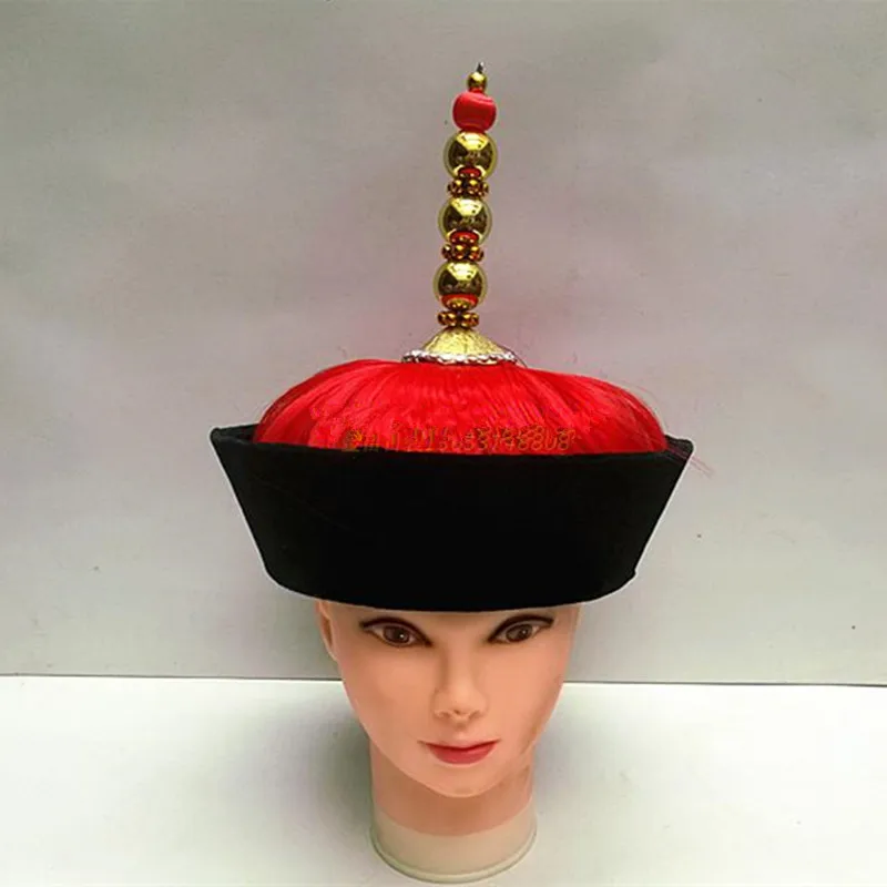 Qianlong Hats Chinese Qing Dynasty Emperor Hat Funny Halloween Cosplay Accessories Ancient Cap